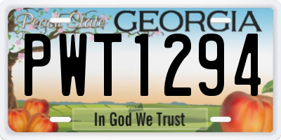 GA license plate PWT1294