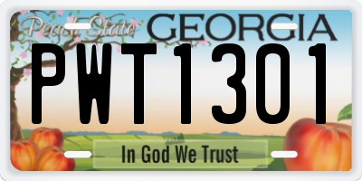 GA license plate PWT1301