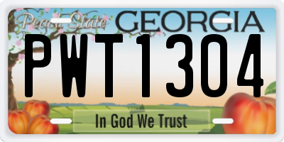 GA license plate PWT1304
