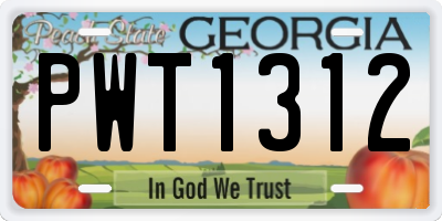 GA license plate PWT1312