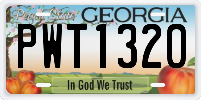 GA license plate PWT1320