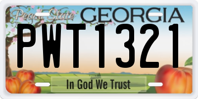 GA license plate PWT1321