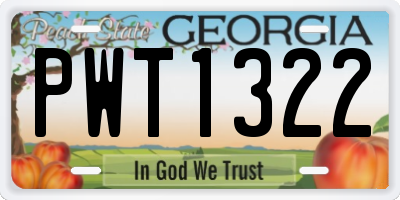 GA license plate PWT1322