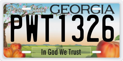 GA license plate PWT1326
