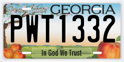 GA license plate PWT1332