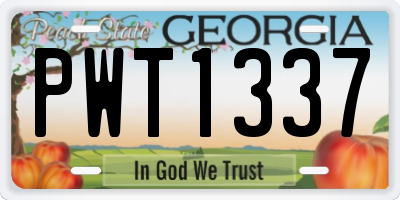 GA license plate PWT1337