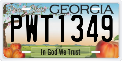 GA license plate PWT1349
