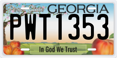 GA license plate PWT1353