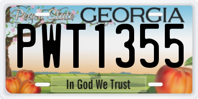 GA license plate PWT1355