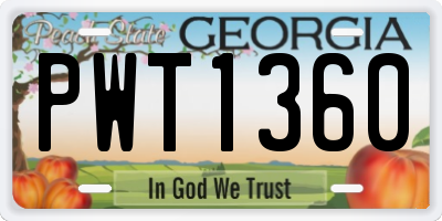 GA license plate PWT1360