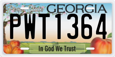 GA license plate PWT1364