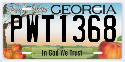 GA license plate PWT1368