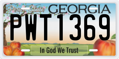 GA license plate PWT1369