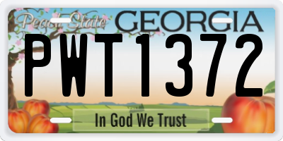 GA license plate PWT1372