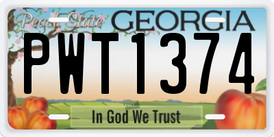 GA license plate PWT1374