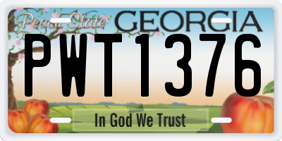 GA license plate PWT1376