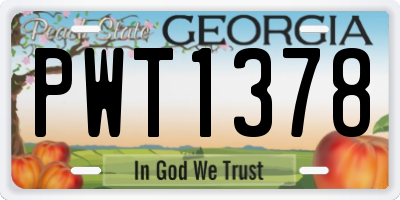 GA license plate PWT1378