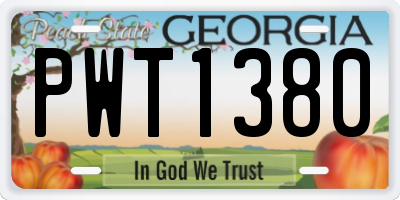 GA license plate PWT1380