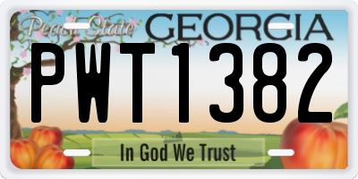 GA license plate PWT1382