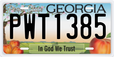 GA license plate PWT1385