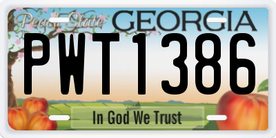GA license plate PWT1386