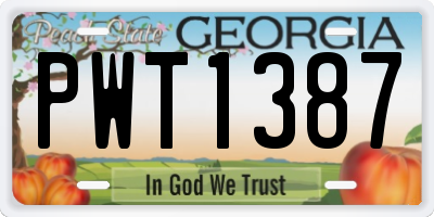 GA license plate PWT1387