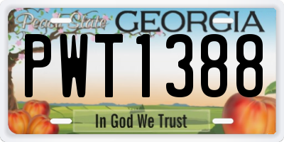 GA license plate PWT1388