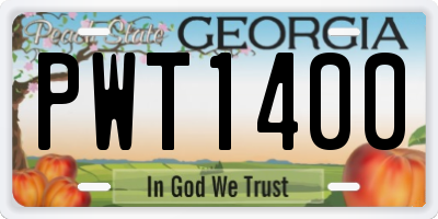 GA license plate PWT1400