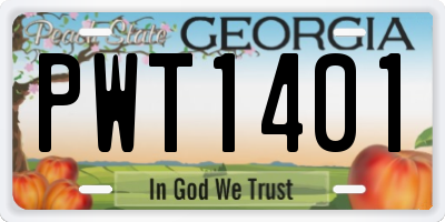 GA license plate PWT1401