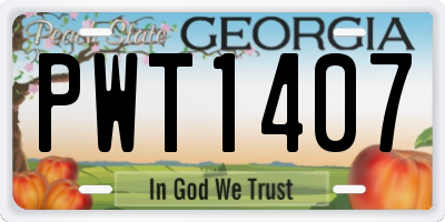 GA license plate PWT1407