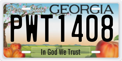 GA license plate PWT1408