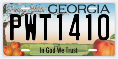 GA license plate PWT1410