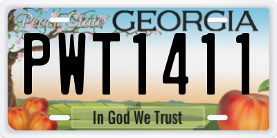 GA license plate PWT1411