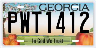 GA license plate PWT1412