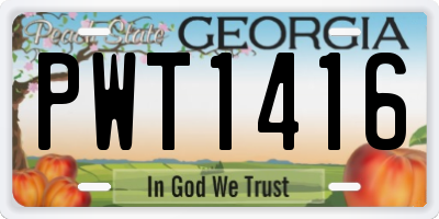GA license plate PWT1416