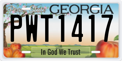 GA license plate PWT1417