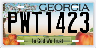 GA license plate PWT1423