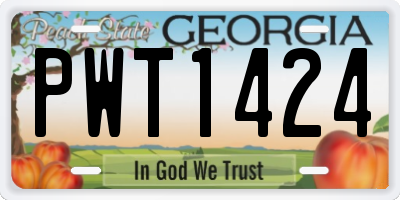 GA license plate PWT1424