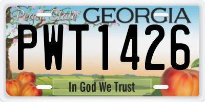 GA license plate PWT1426