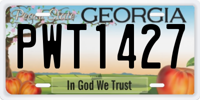 GA license plate PWT1427
