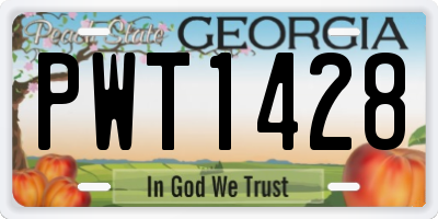 GA license plate PWT1428