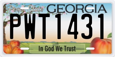 GA license plate PWT1431