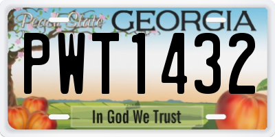 GA license plate PWT1432