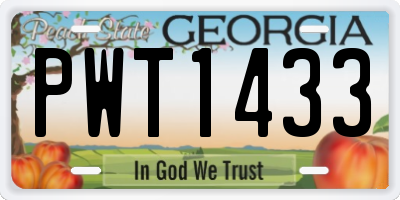 GA license plate PWT1433