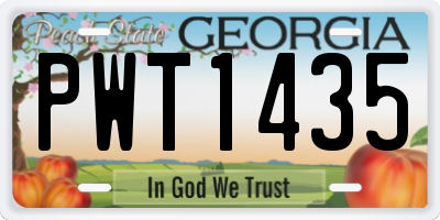 GA license plate PWT1435