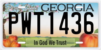 GA license plate PWT1436