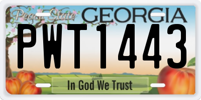 GA license plate PWT1443