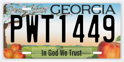 GA license plate PWT1449
