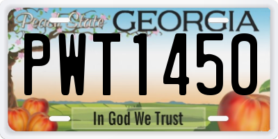 GA license plate PWT1450