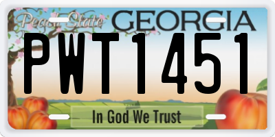 GA license plate PWT1451